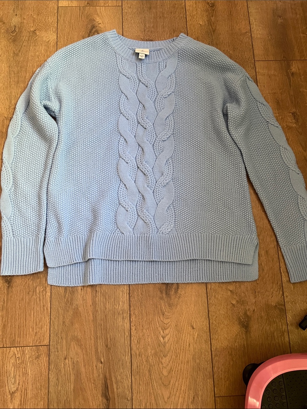 St. John's Bay Pastel Blue Cable Knit Crewneck Sweater